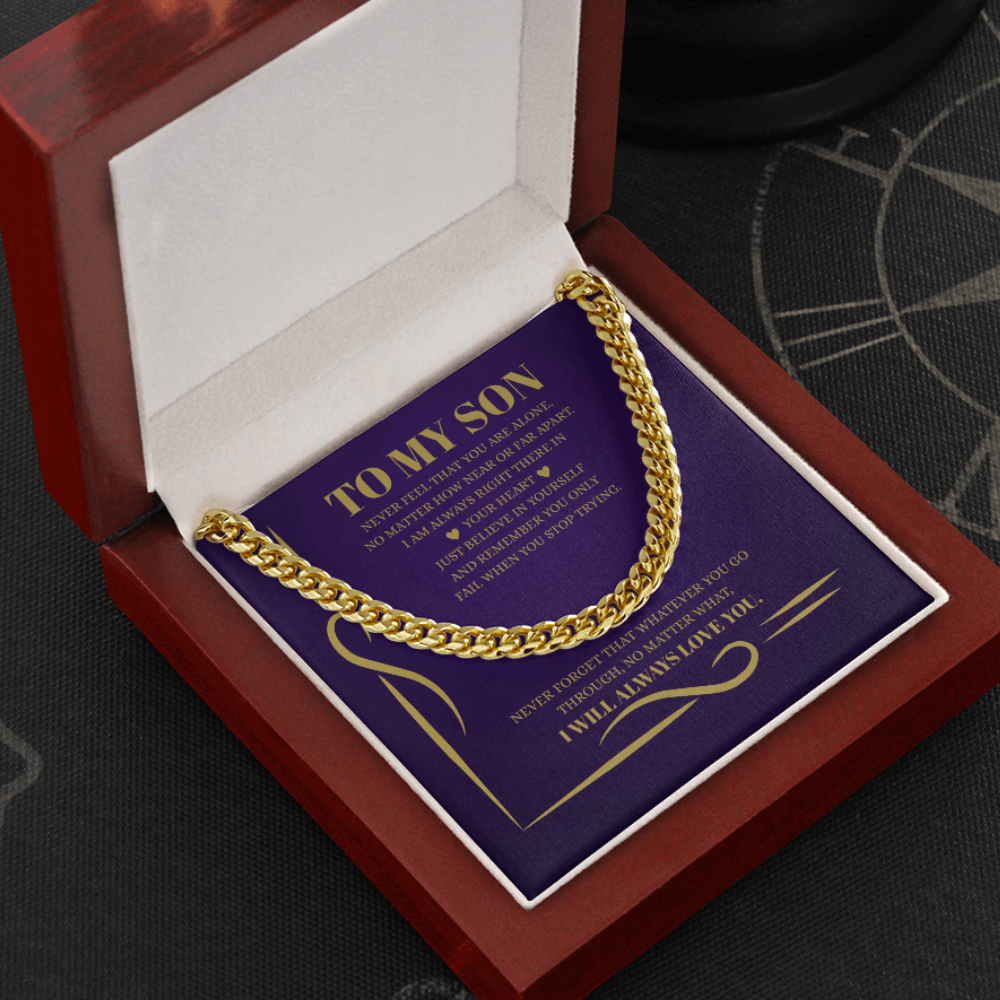 To My Son – From Dad | 18K Gold Cuban Link Chain with Message Card