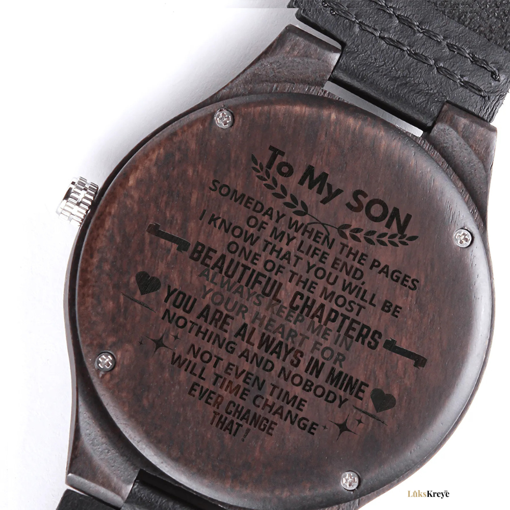 To My Son – Wooden Watch | “You Are Always In Mine” Engraved Edition