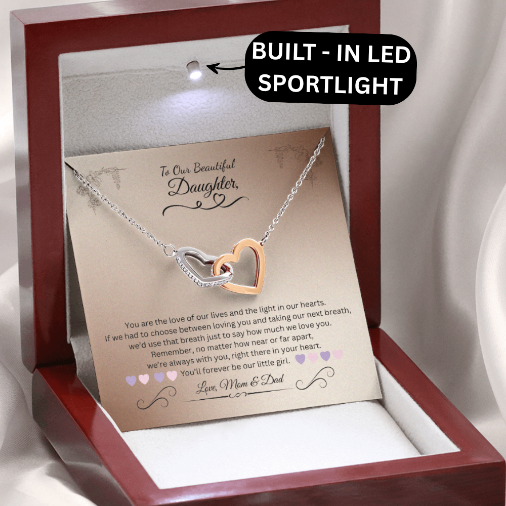 To My Daughter from Mom & Dad | Interlocking Hearts Necklace