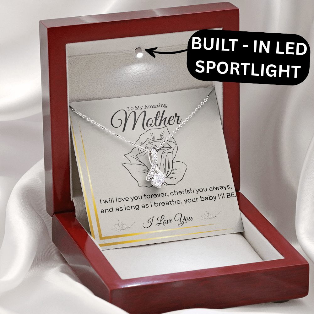 To My Amazing Mother – “I’ll Love You Forever” Alluring Beauty Necklace – A Heartfelt Gift for Mom's Special Day|