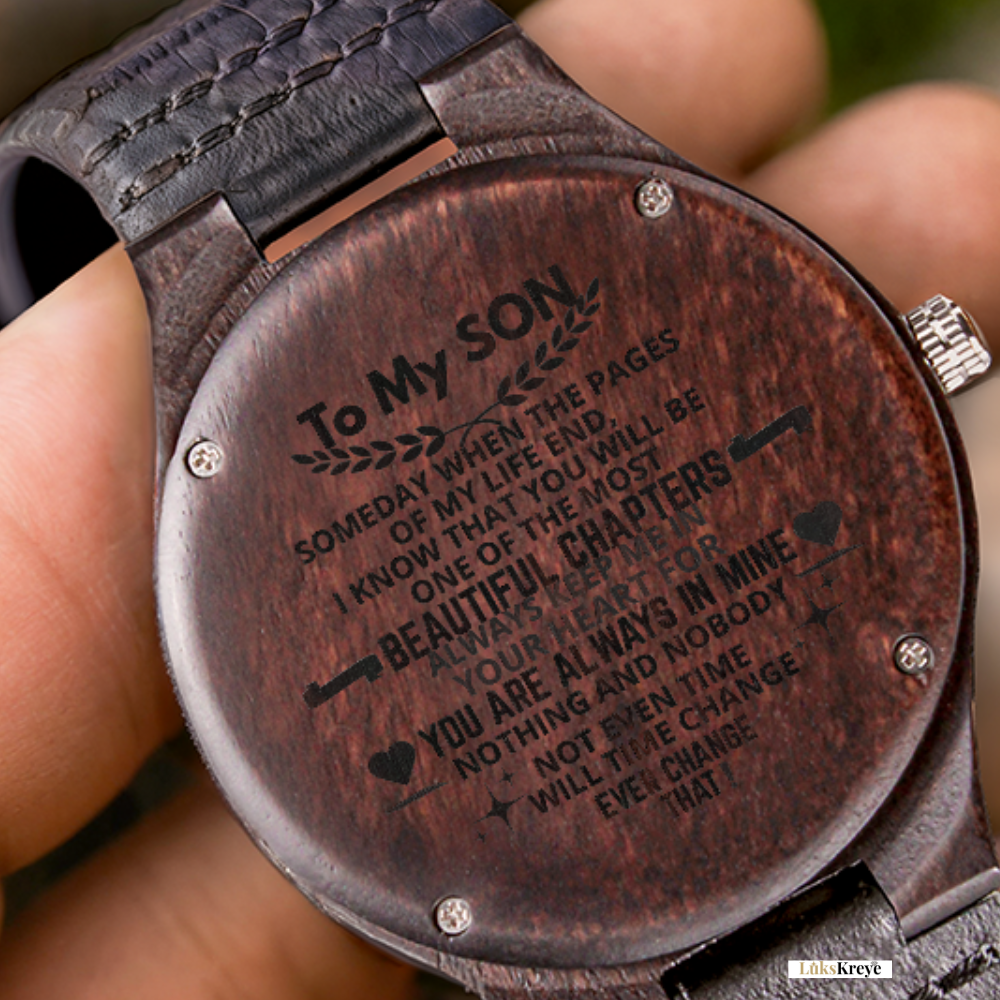 To My Son – Wooden Watch | “You Are Always In Mine” Engraved Edition