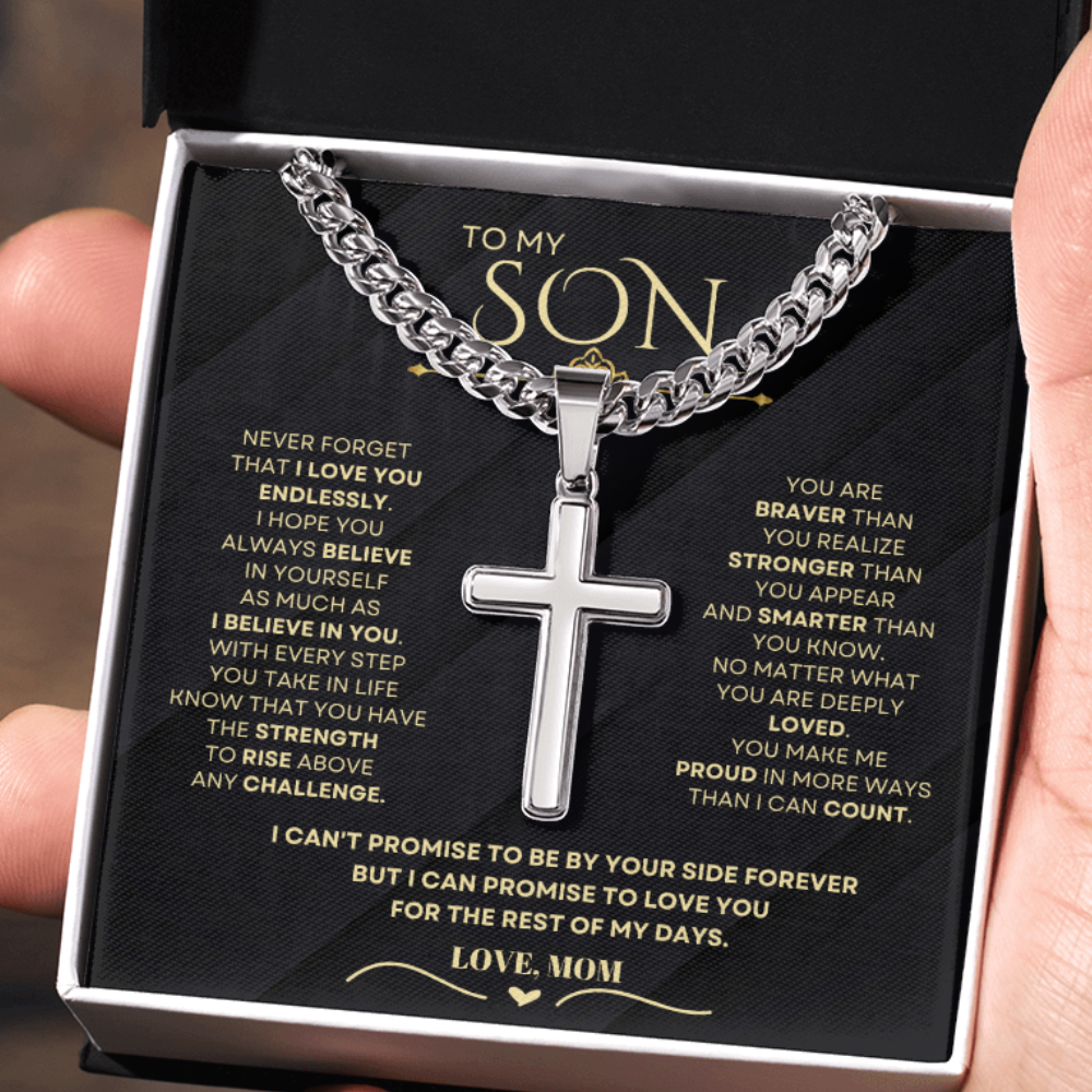 To My Son – From Mom | Artisan Cross on Cuban Link Chain