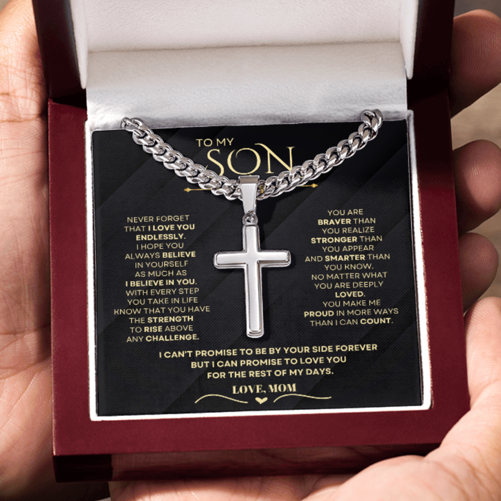 To My Son – From Mom | Artisan Cross on Cuban Link Chain