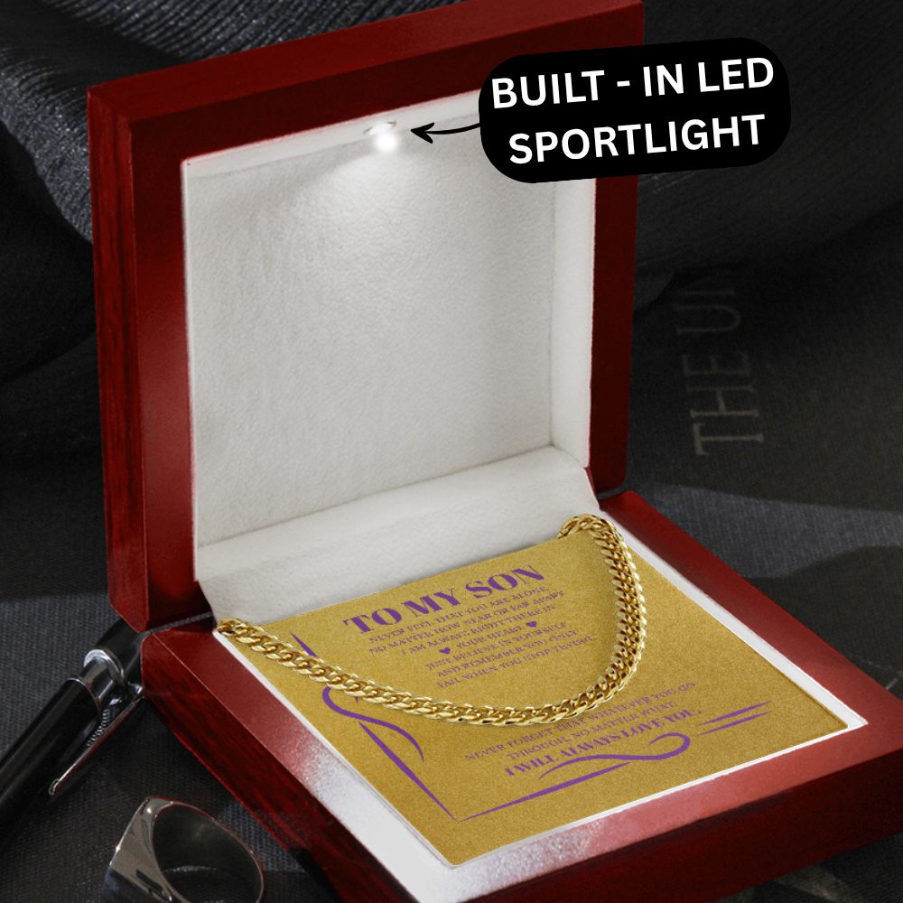 To My Son – From Mom | 18K Gold Cuban Link Chain with Message Card