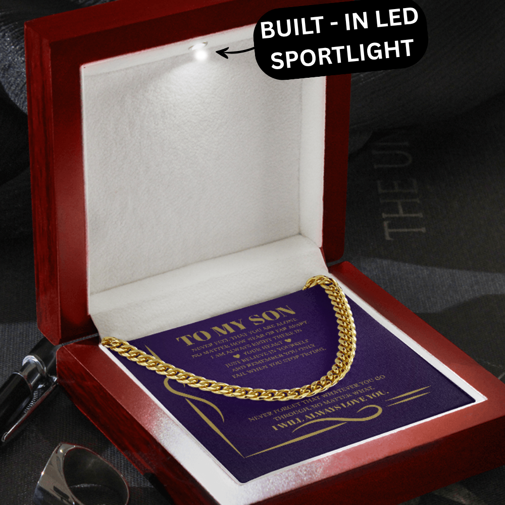 To My Son – From Dad | 18K Gold Cuban Link Chain with Message Card