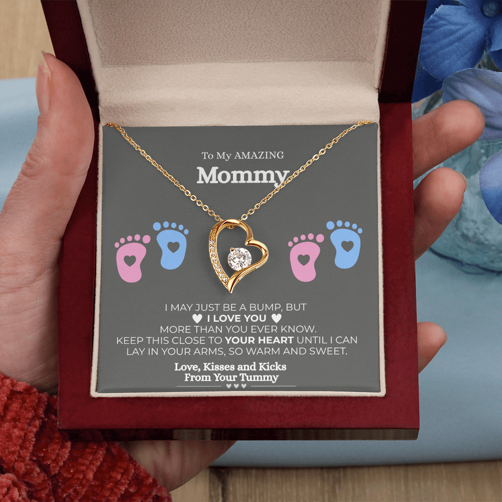 To My Amazing Mom-To-Be" Heart Necklace – 14K White or 18K Gold Finish+ FREE Gift Box