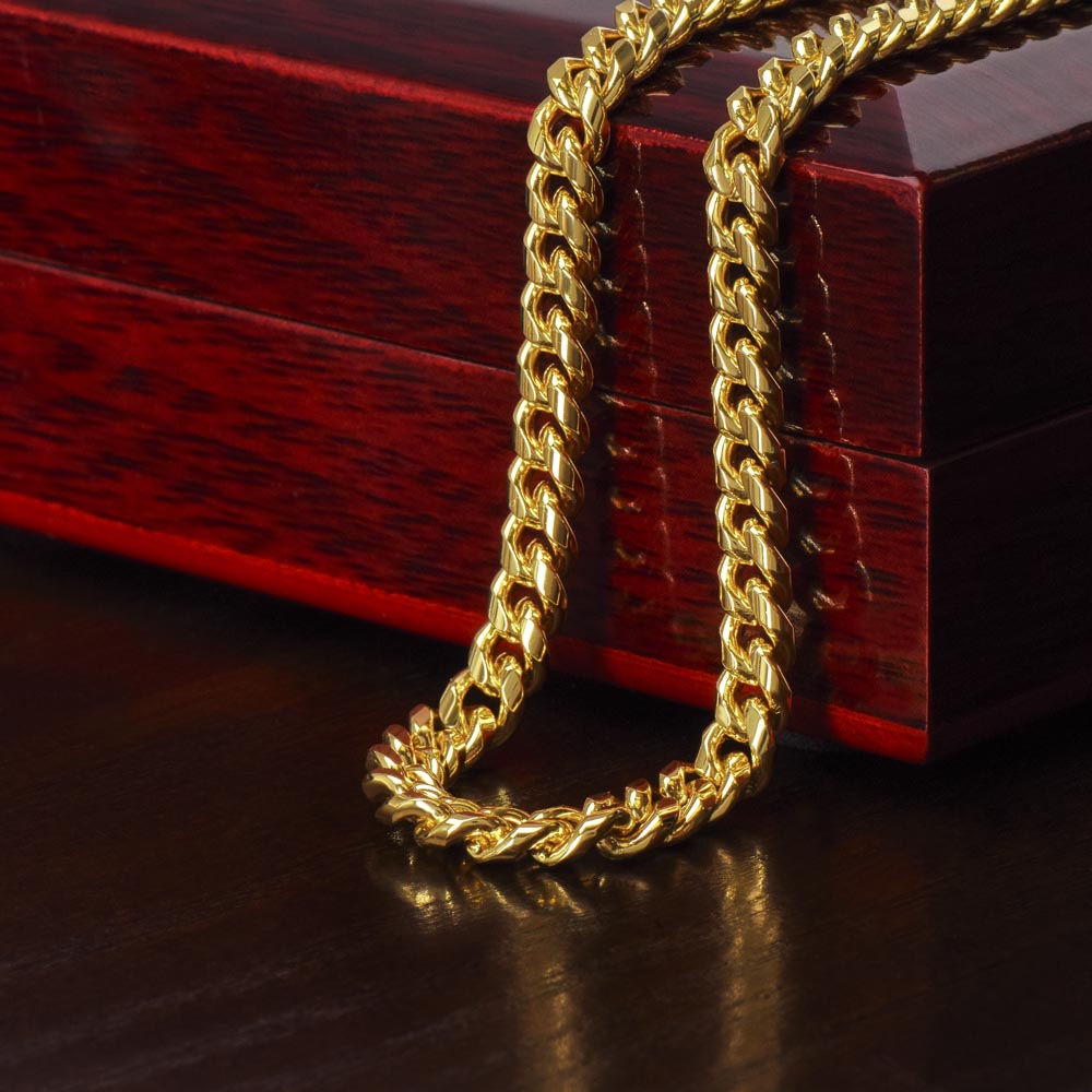 To My Son – From Dad | 18K Gold Cuban Link Chain with Message Card