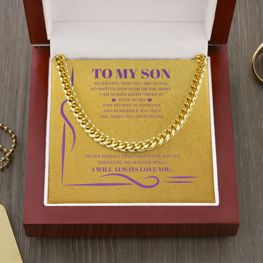 To My Son – From Mom | 18K Gold Cuban Link Chain with Message Card