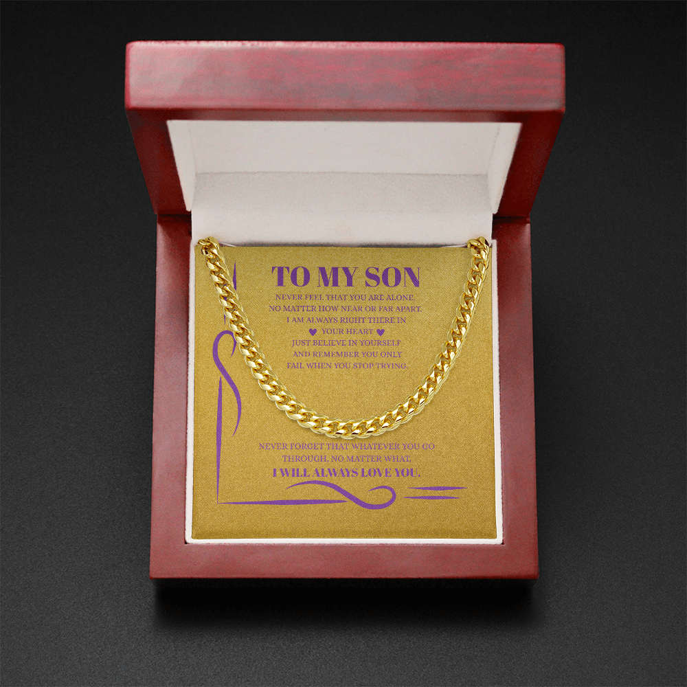 To My Son – From Mom | 18K Gold Cuban Link Chain with Message Card