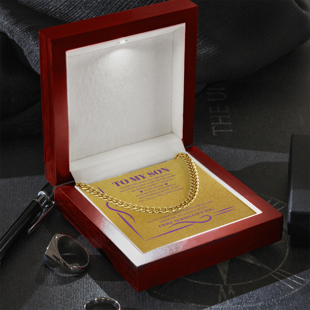 To My Son – From Mom | 18K Gold Cuban Link Chain with Message Card