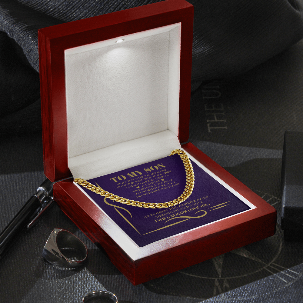 To My Son – From Dad | 18K Gold Cuban Link Chain with Message Card