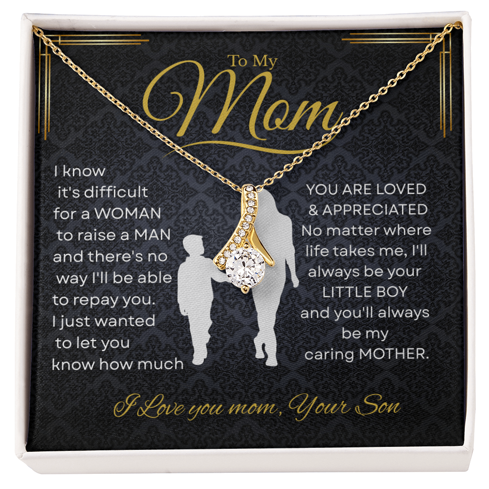 To My Mom Alluring Beauty Necklace with“I’ll Always Be Your Little Boy”Message and Free LED Gift Box