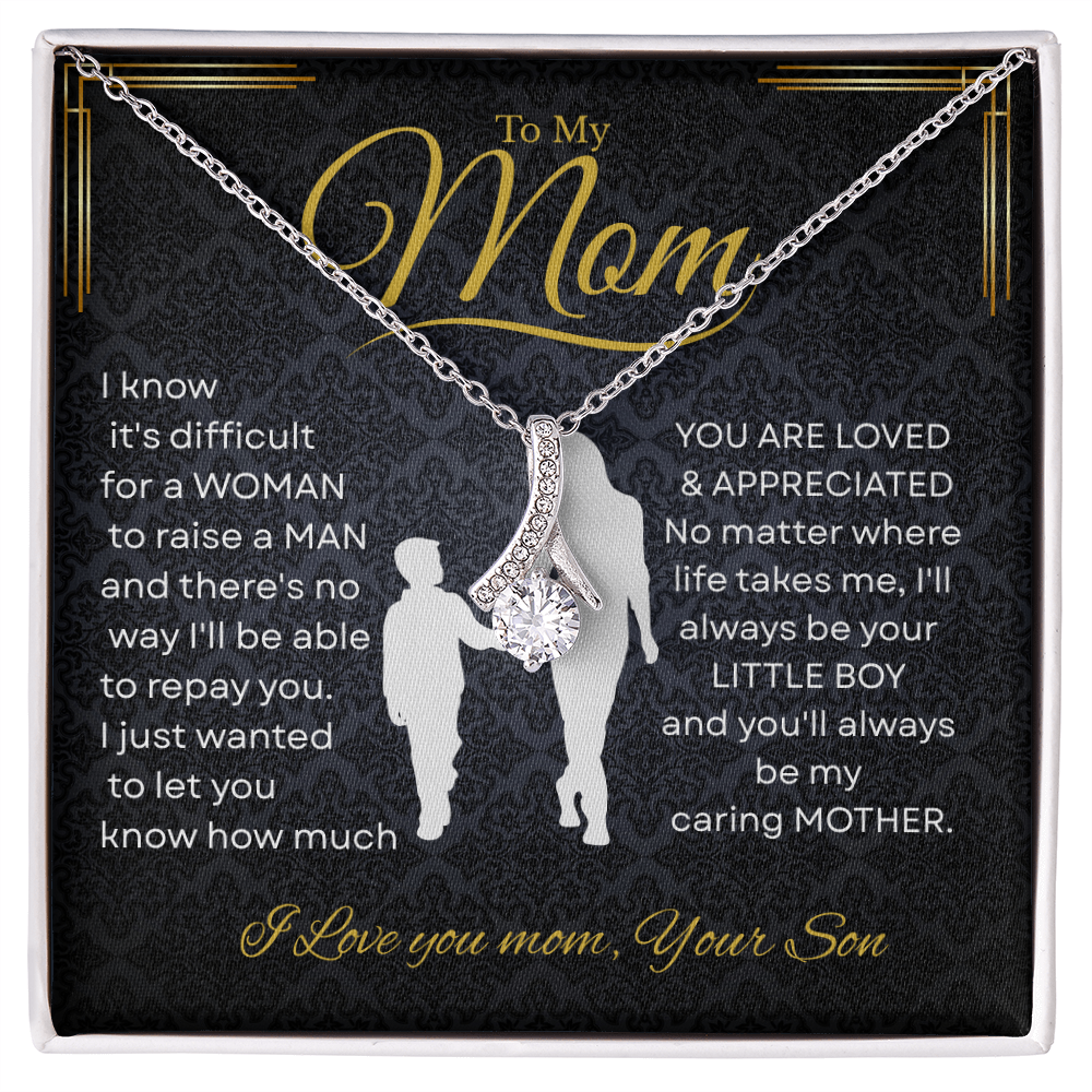 To My Mom Alluring Beauty Necklace with“I’ll Always Be Your Little Boy”Message and Free LED Gift Box