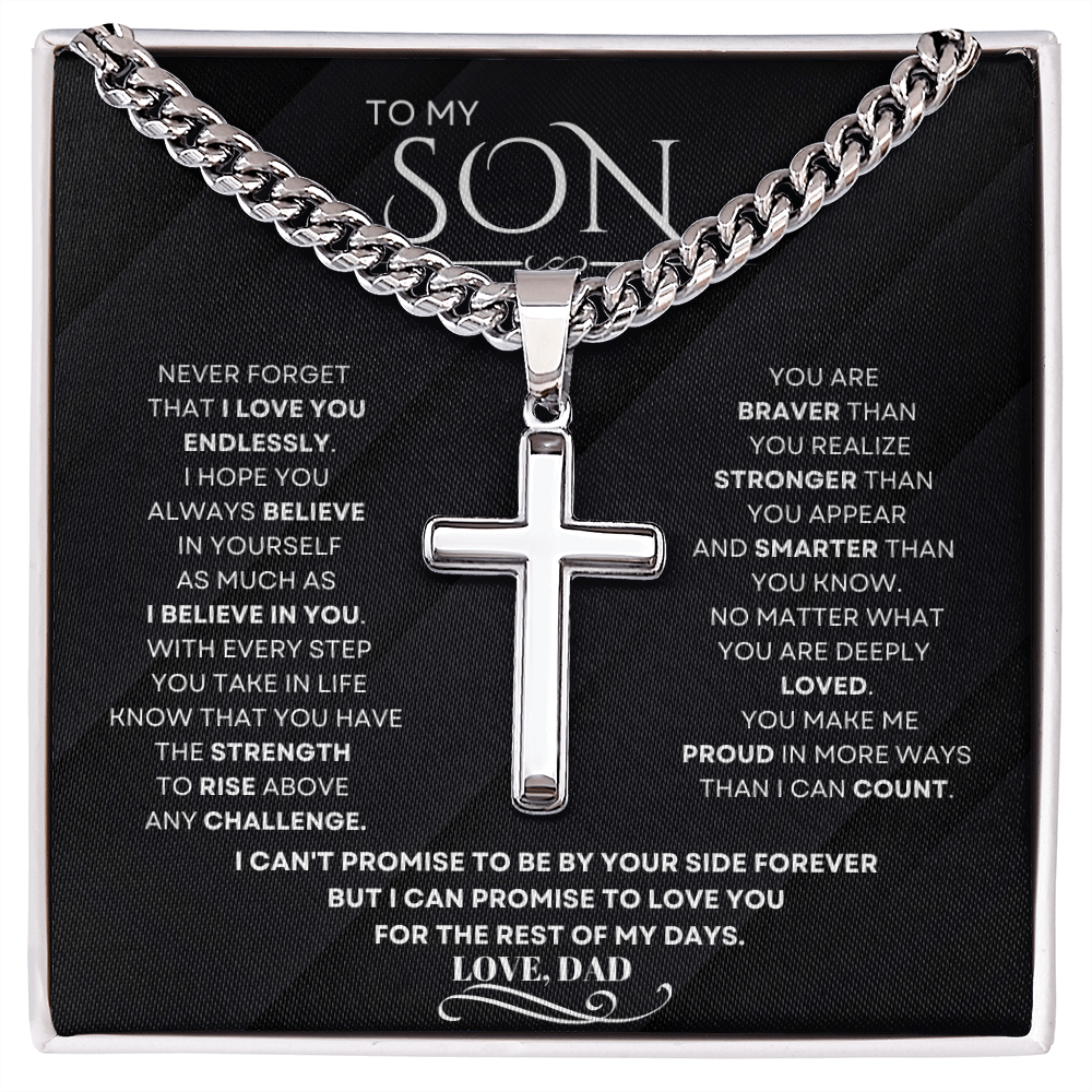 To My Son – From Dad | Cuban Link Chain with Artisan Cross