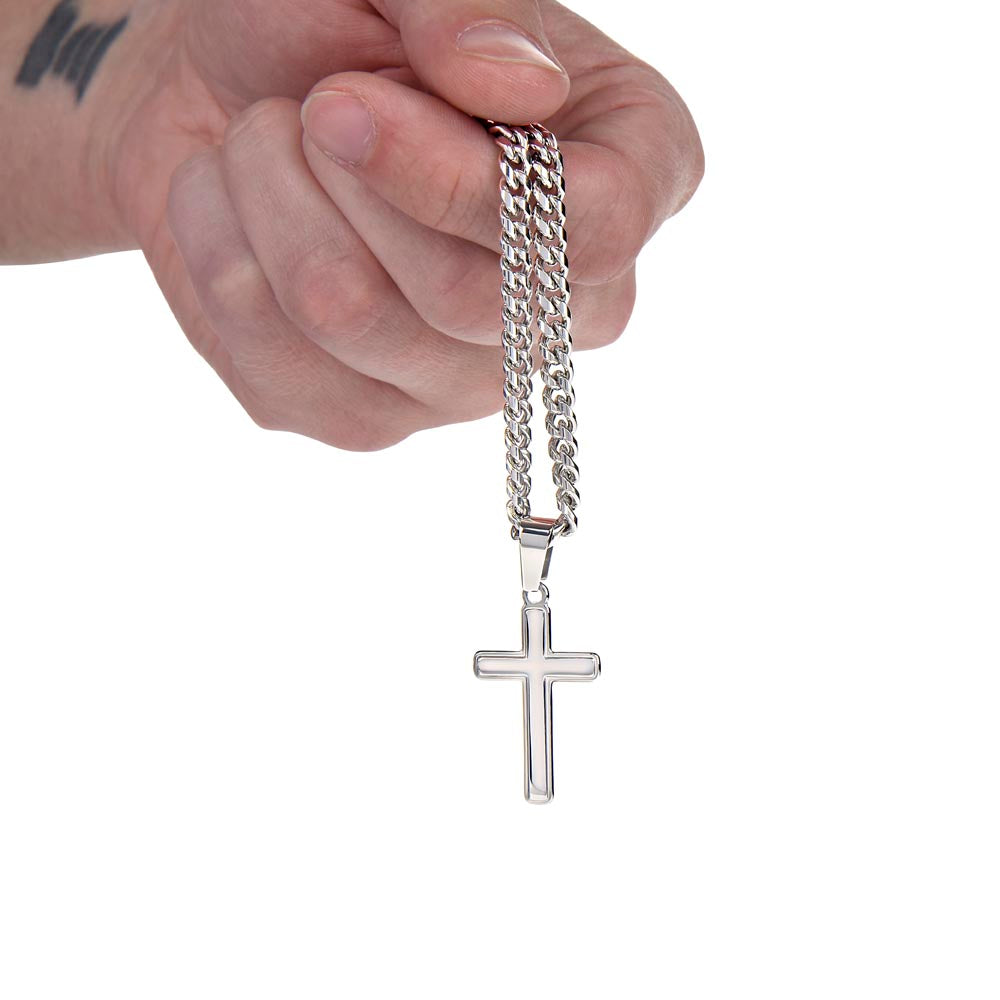 To My Son – From Mom | Cuban Link Chain with Artisan Cross