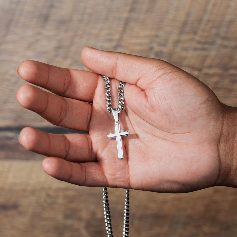 To My Son – From Dad | Cuban Link Chain with Artisan Cross