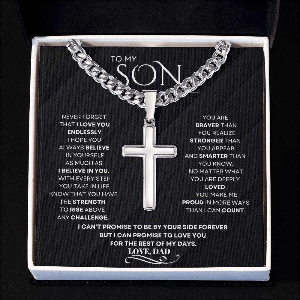 To My Son – From Dad | Cuban Link Chain with Artisan Cross