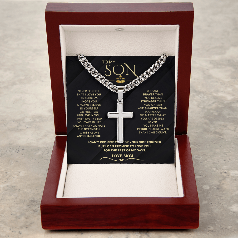 To My Son – From Mom | Artisan Cross on Cuban Link Chain
