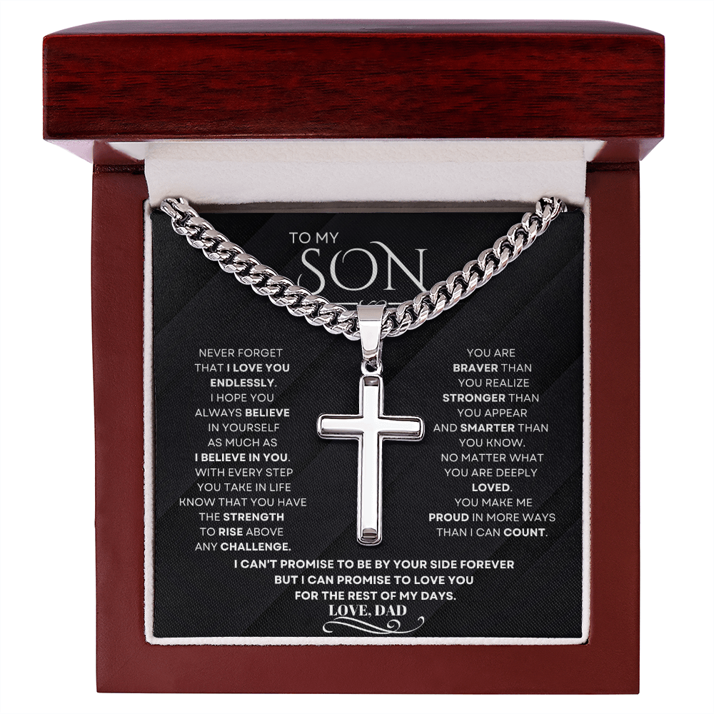 To My Son – From Dad | Cuban Link Chain with Artisan Cross