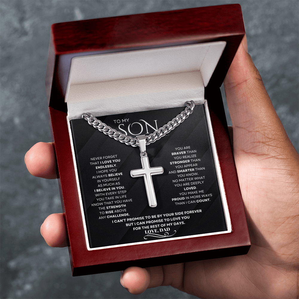 To My Son – From Dad | Cuban Link Chain with Artisan Cross