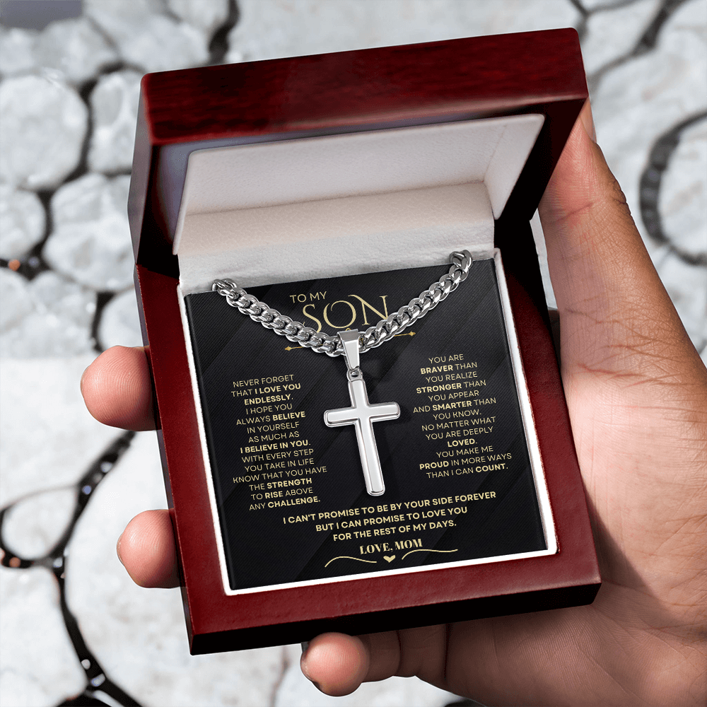 To My Son – From Mom | Artisan Cross on Cuban Link Chain