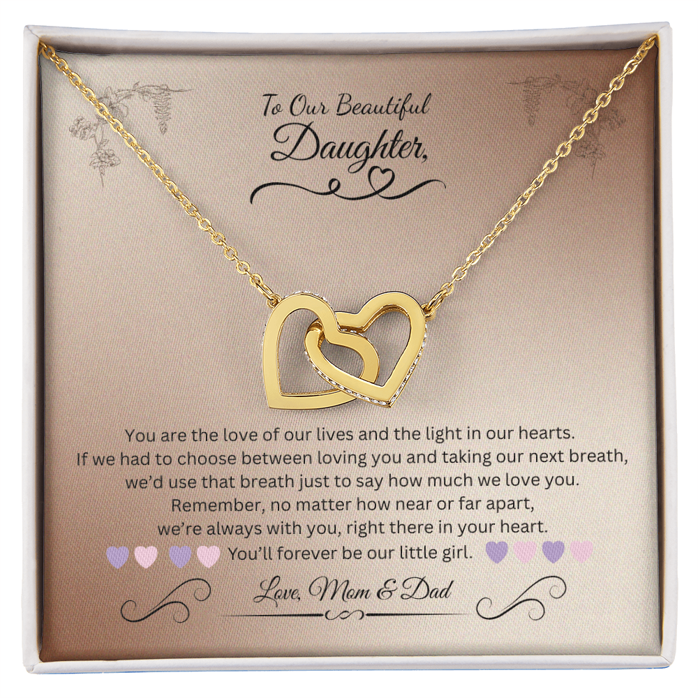 To My Daughter from Mom & Dad | Interlocking Hearts Necklace
