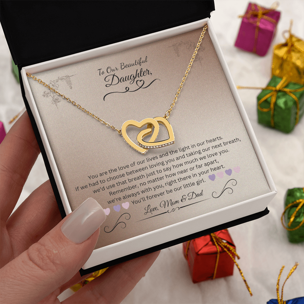 To My Daughter from Mom & Dad | Interlocking Hearts Necklace