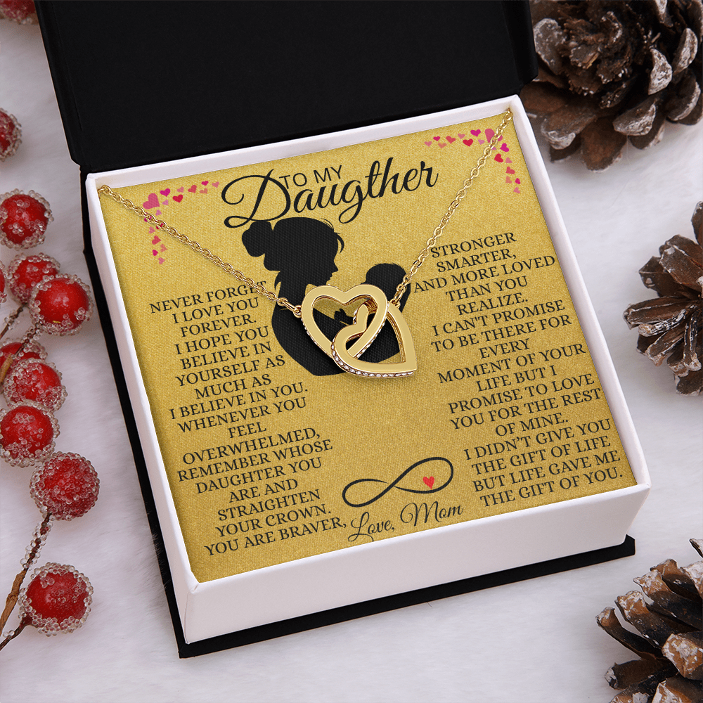 Interlocking Hearts Necklace for Daughter From Mom – Never Forget I Love You Forever