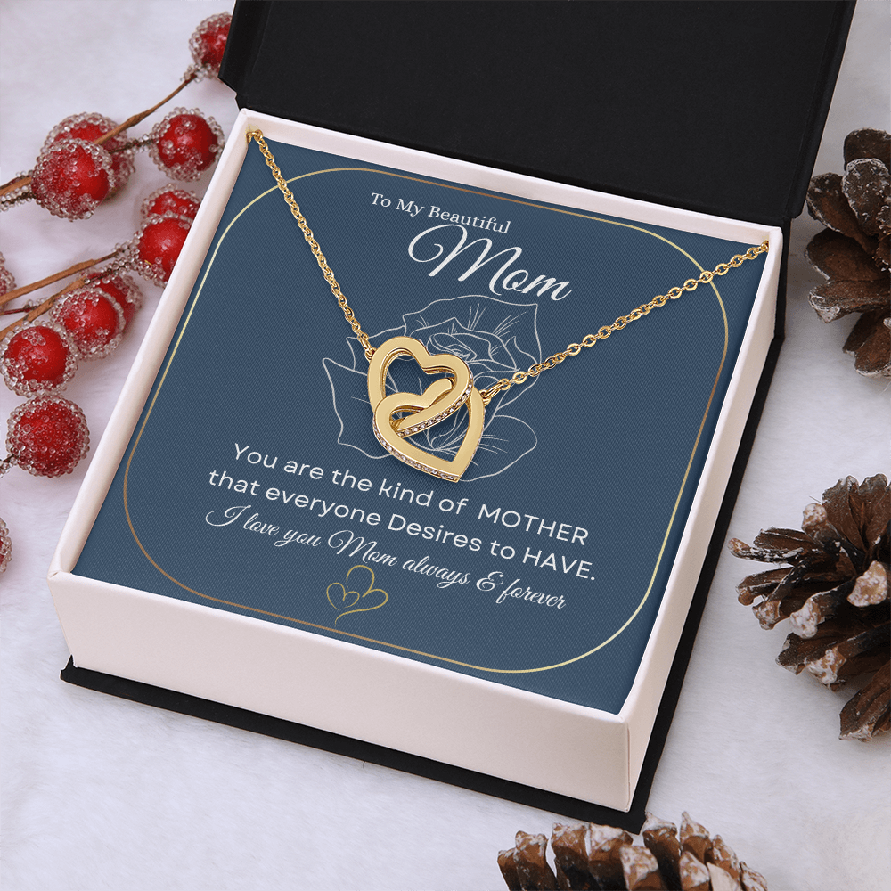 I love you Mom always & foreverš | Interlocking Hearts Necklace | Elegant Gift for Mom from Daughter or Son