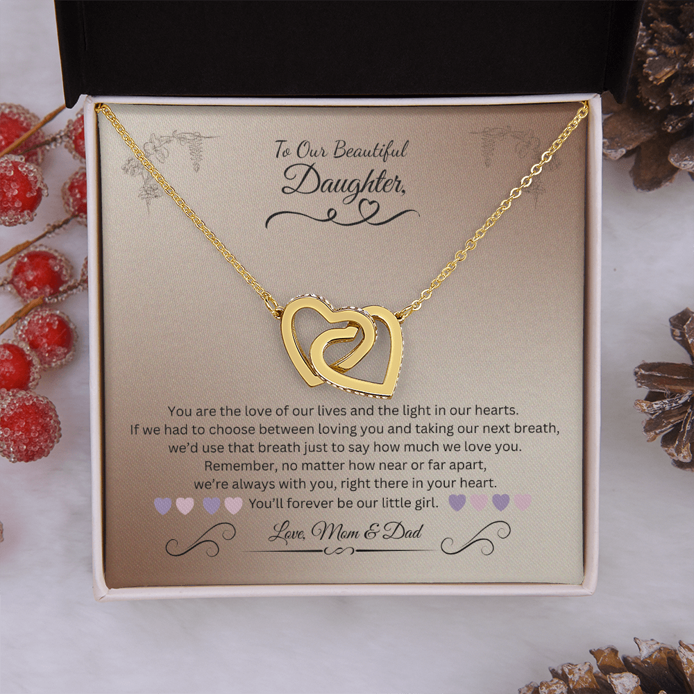 To My Daughter from Mom & Dad | Interlocking Hearts Necklace
