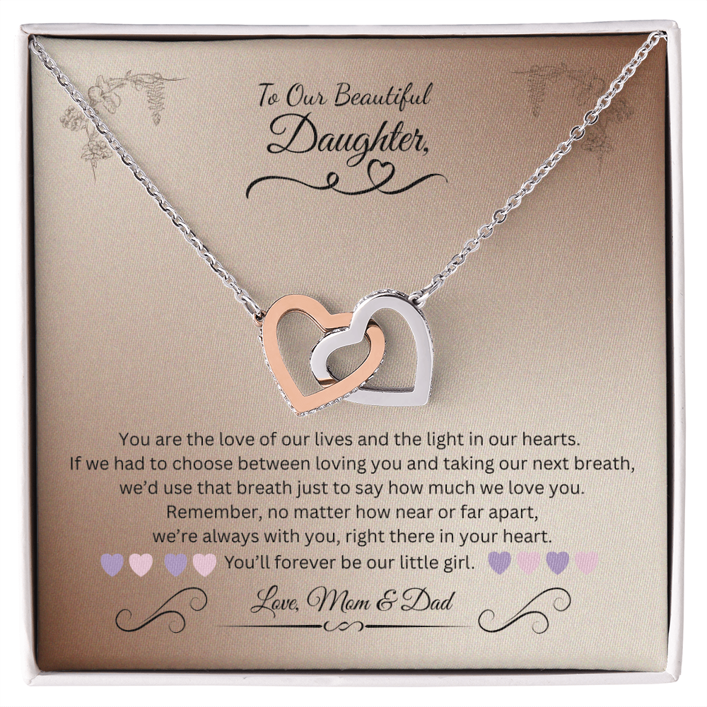 To My Daughter from Mom & Dad | Interlocking Hearts Necklace