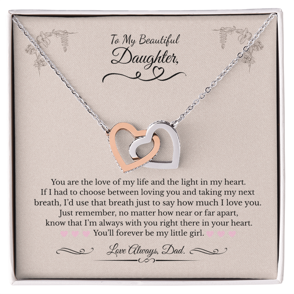 💖 To My Beautiful Daughter – Love, Dad | Interlocking Hearts Necklace