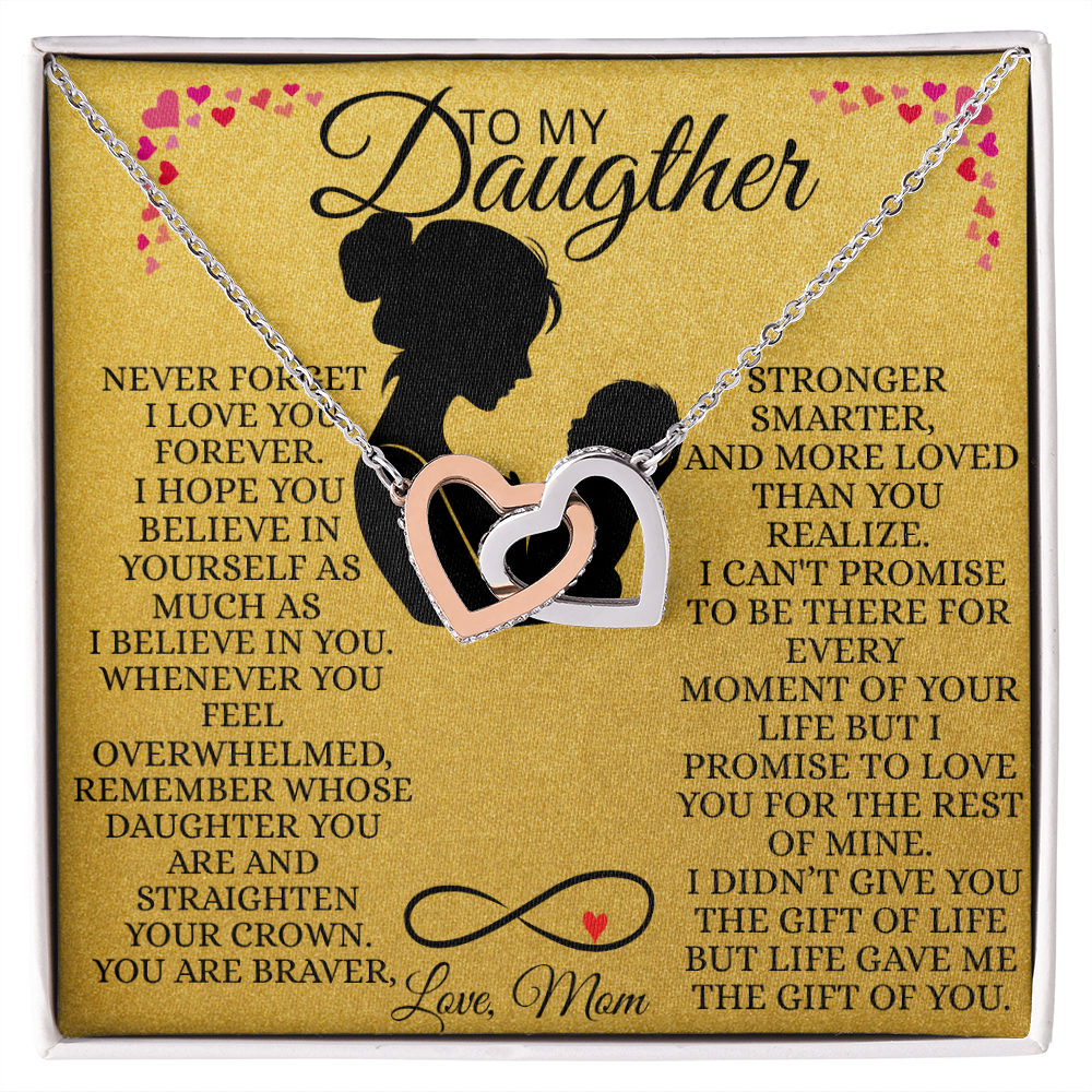 Interlocking Hearts Necklace for Daughter From Mom – Never Forget I Love You Forever