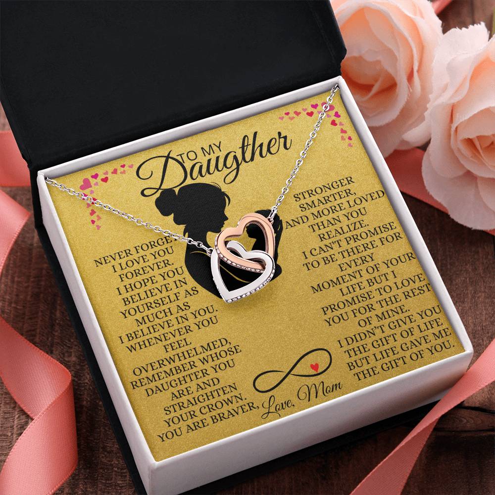 Interlocking Hearts Necklace for Daughter From Mom – Never Forget I Love You Forever
