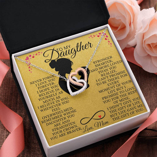 Interlocking Hearts Necklace for Daughter From  Mom – Never Forget I Love You Forever