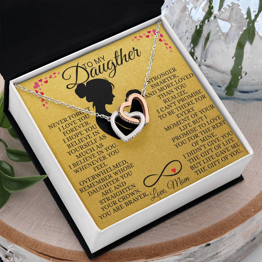 Interlocking Hearts Necklace for Daughter From Mom – Never Forget I Love You Forever