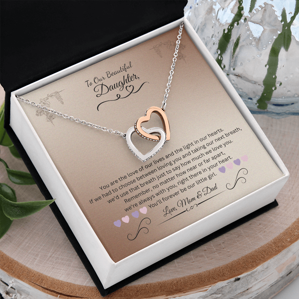 To My Daughter from Mom & Dad | Interlocking Hearts Necklace