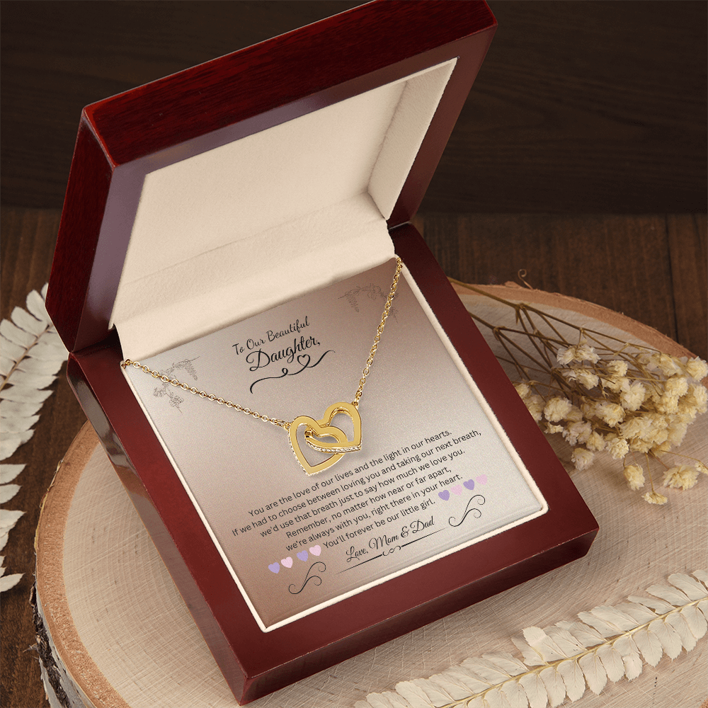 To My Daughter from Mom & Dad | Interlocking Hearts Necklace