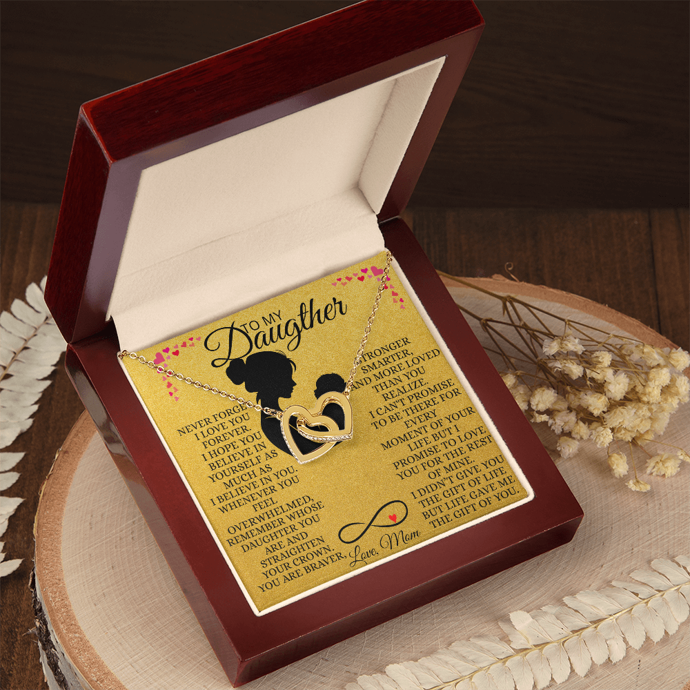 Interlocking Hearts Necklace for Daughter From Mom – Never Forget I Love You Forever