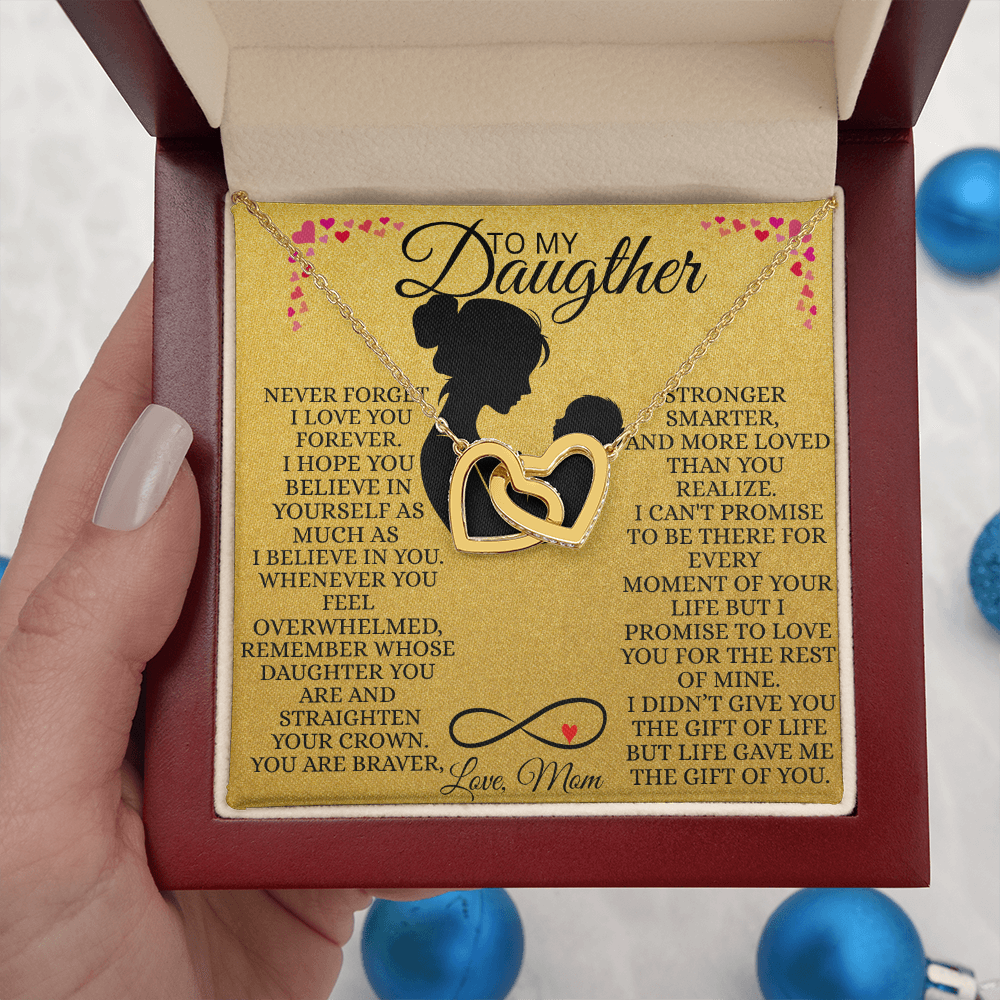 Interlocking Hearts Necklace for Daughter From Mom – Never Forget I Love You Forever