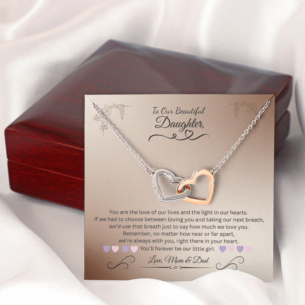 To My Daughter from Mom & Dad | Interlocking Hearts Necklace