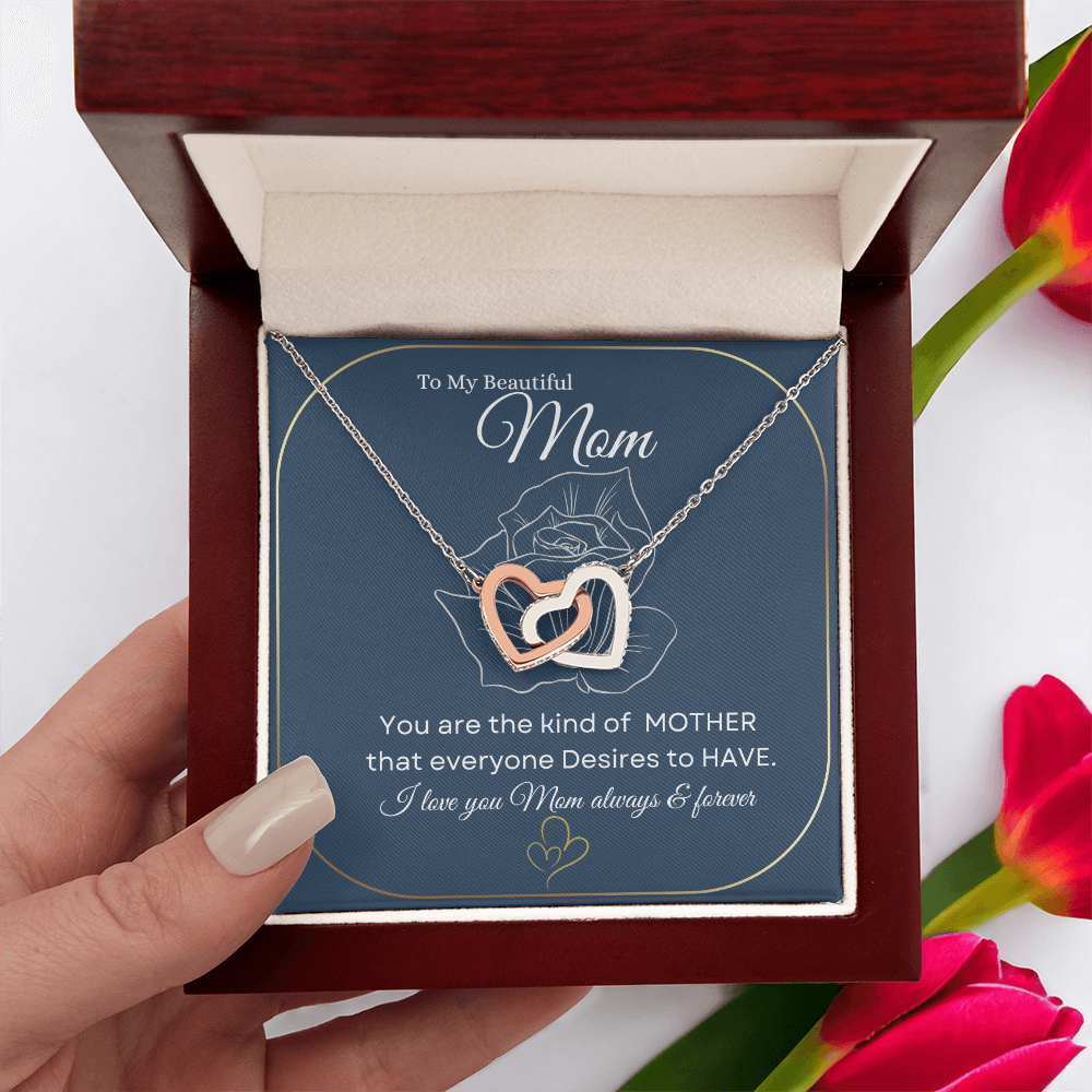 I love you Mom always & foreverš | Interlocking Hearts Necklace | Elegant Gift for Mom from Daughter or Son