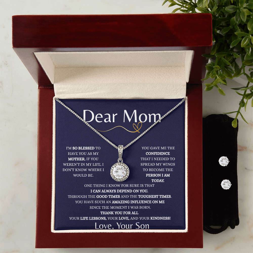 Eternal Hope Necklace & Earring Set – Heartfelt Gift for Mom from Son