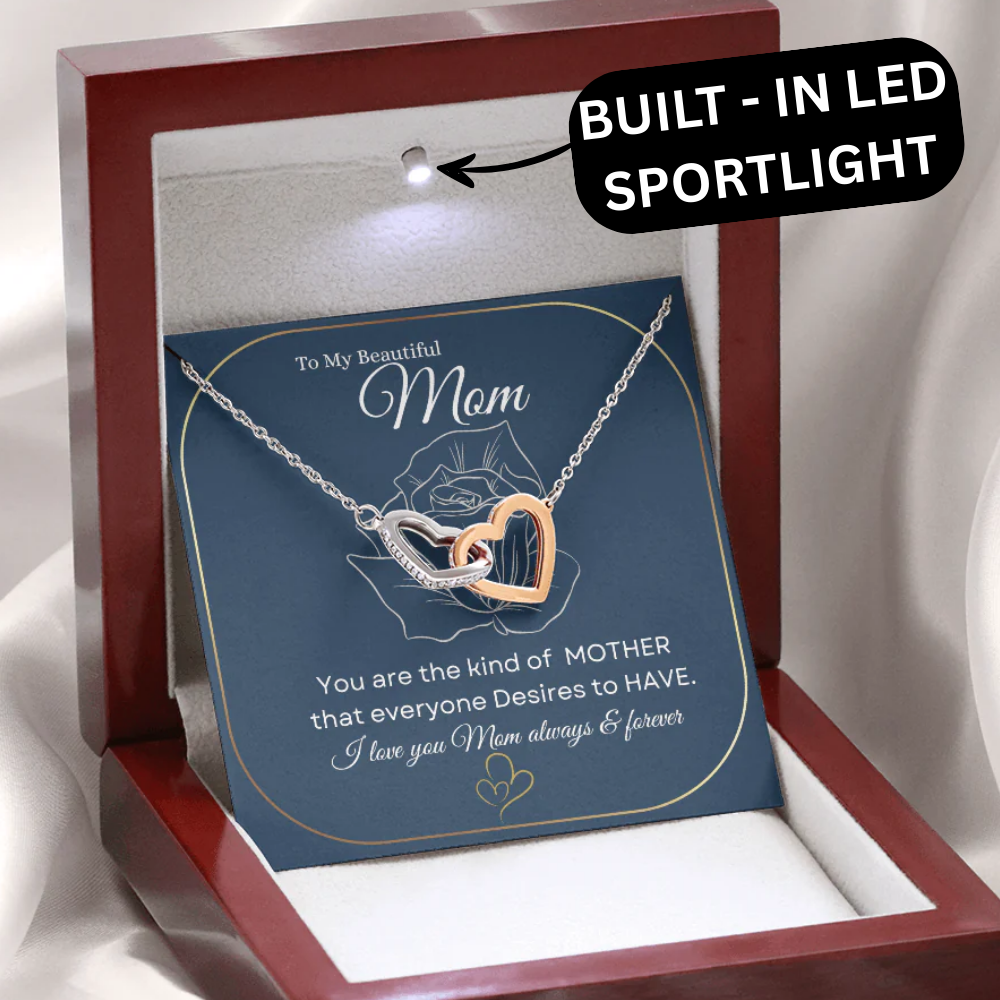 I love you Mom always & forever💝 | Interlocking Hearts Necklace | Elegant Gift for Mom from Daughter or Son
