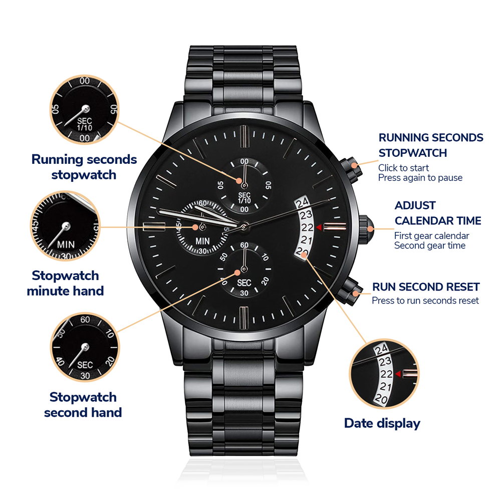 To My Son – Black Chronograph Watch | “Just Do Your Best” Engraved Edition