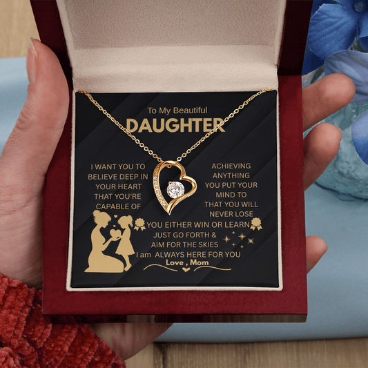To My Daughter – 18k Gold Forever Love Necklace Gift from Mom