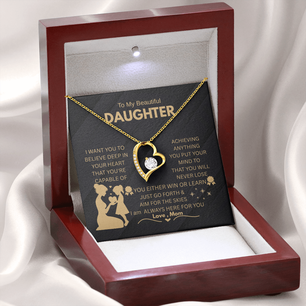 To My Daughter – 18k Gold Forever Love Necklace Gift from Mom