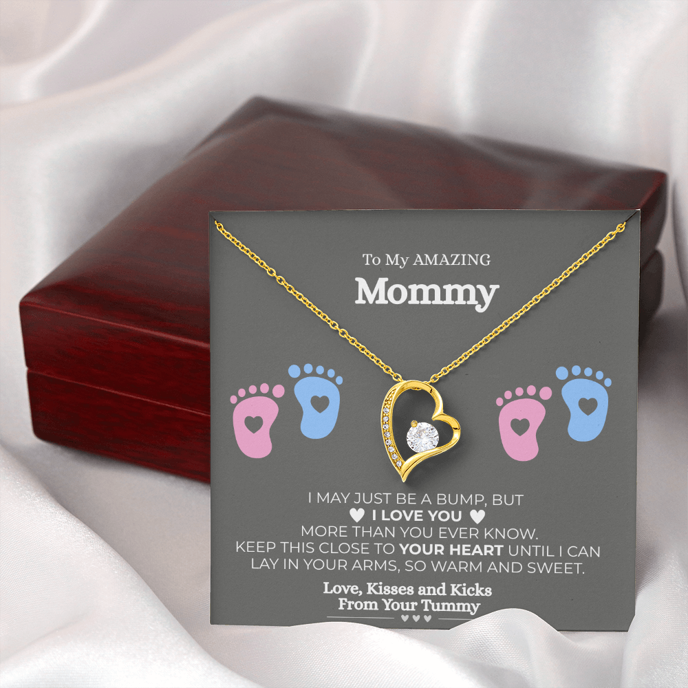 To My Amazing Mom-To-Be" Heart Necklace – 14K White or 18K Gold Finish+ FREE Gift Box