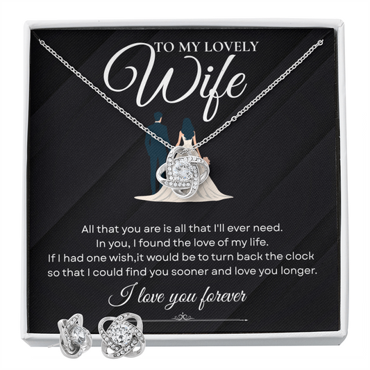"I Love You Forever" Love Knot Necklace & Earring Set – Gift for Wife
