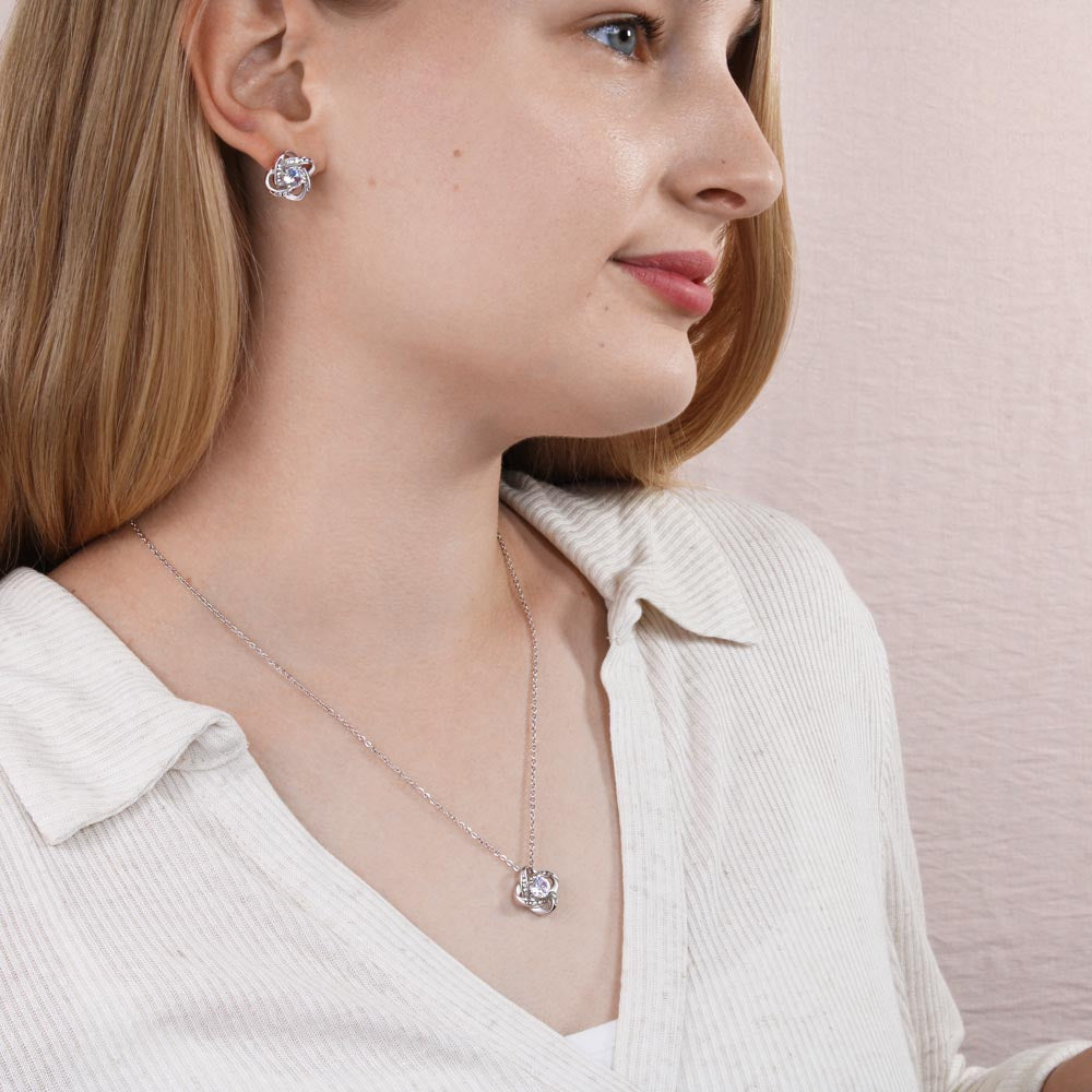 YOU ARE LOVED & APPRECIATED – Forever Grateful Love Knot Earring & Necklace Set for Bonus Mom | Free Shipping